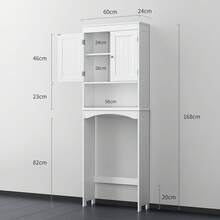 Asofer Toilet Cabinet Bathroom Storage Shelf With Cabinet, Toilet Shelf Shelf Over Toilet, Toilet Organizer Rack, Freestanding Toilet Space Saver With Adjustable Shelves, 167x60x23cm, White, Valentine's Day Ideas - 白色 - 查看 2