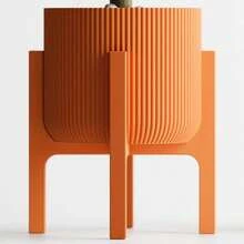 ORIZZONTE Modern Decorative Vase – 3-Piece Set With 2 Vases And 1 Stand In Minimalist Style, For Indoor Plants, Living Room, Desk Or Office, Elegant Design And Dual Personality For Your Home, 100% Made In Italy, Shipping From Italy - Orange - View 4