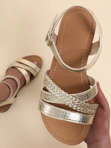 宽版鞋【MOSOCT】2025春夏新款女鞋 女士平底凉鞋&休闲拖鞋&&家居拖鞋&罗马风格一脚蹬拖鞋&金色仙女风格拖鞋 博主推荐室内外鞋 全球热销 闪亮大蝴蝶结图案 百搭迷人婚礼派对 - 金色 - 查看 1