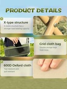 1pc Outdoor Backpack With Foldable Stool, Pen Bag, Portable & Compact Camping Gear, Crossbody Bag With Folding Chair - Multicolor - View 8