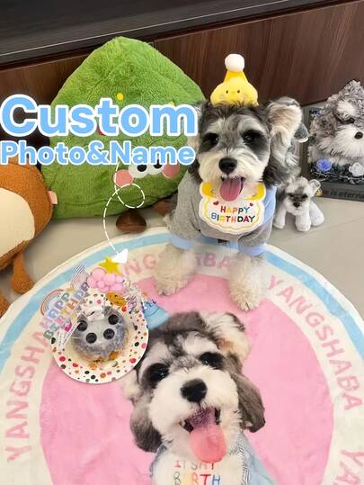 1pc Custom Pet Photo Rug, Personalized Round Dog Or Cat Carpet With Name,Imitation Cashmere Material,Multiple Styles,Fashionable, Colorful, Cute,Unique Personalized Customized Gifts,Birthday Gift For Pet Owners,Pet Portrait Blanket Mat,Birthday/ Housewarming/ Christmas Gift