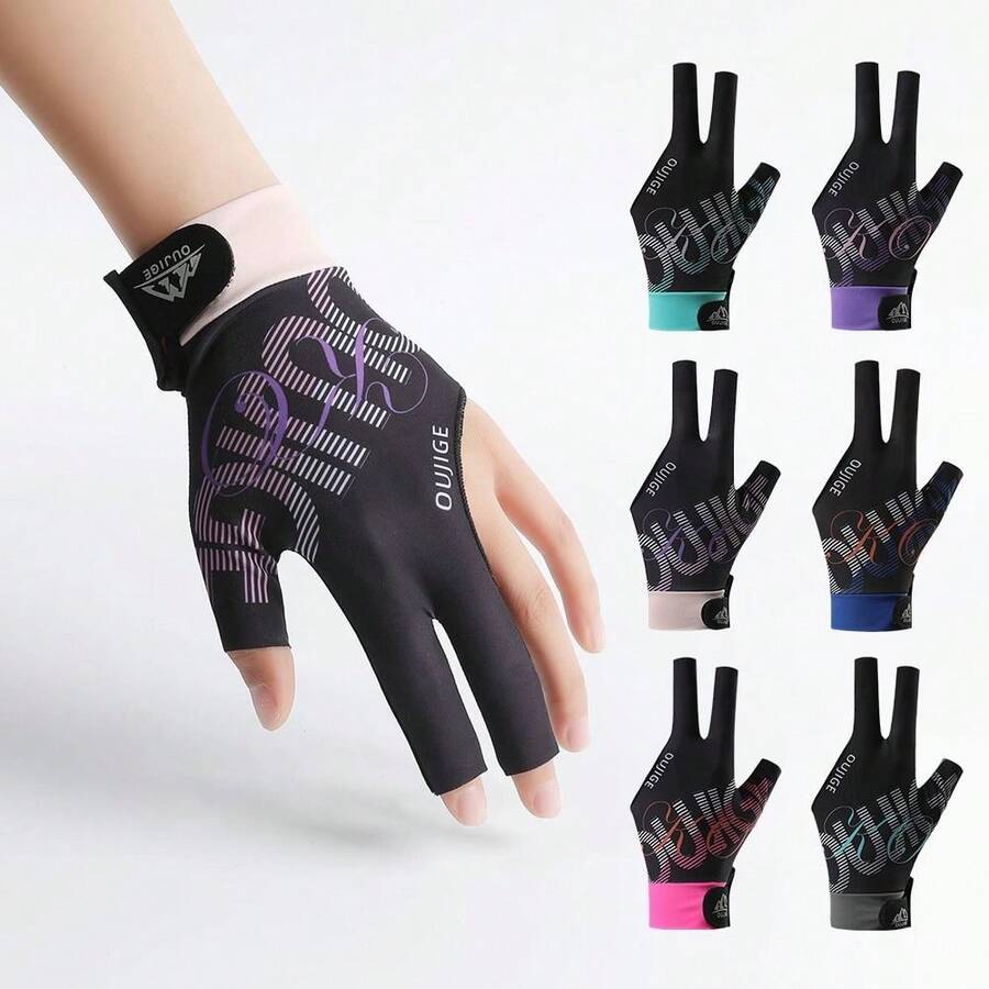 1 Pc Billiards Glove Left Hand Three Finger Snooker Billiard Glove Non Slip Stickers Elastic Billiard Training Gloves Accessories - Multicolor - View 1