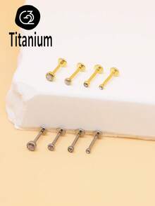 1pc 16G 1.2mm 2-4mm Titanium Zirconium Lip Stud, G23 Titanium Zirconium Dome Earring, Internal Thread Cartilage Stud, Nose Stud - Diamond Flat Lip Studs - View 7