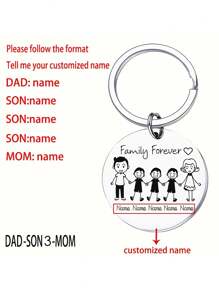 1Pc Personalized Stainless Steel Family Name Keychain,Custom Round Pendant With "Family Forever" Design, Engraved Name Option For Loved Ones, Simple Style Gift For Families,For Man Women Customized Names Round Pendant Keychain Pet Accessories Gift Stainless Steel Jewelry Couple Gifts,Customized Valentine's Day Gifts, Birthday Gifts, Anniversary Gifts