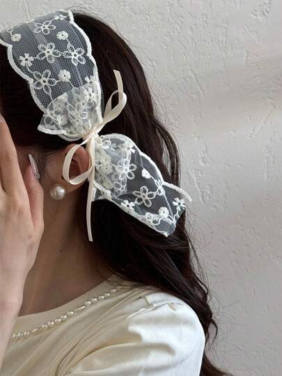 1-2 件可爱芭蕾风格蕾丝花卉刺绣印花头带，甜美优雅女士宽发带，发带，化妆，发箍，发饰