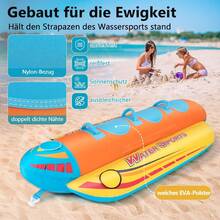 Banana Boat, Towable For 1-3 People, Inflatable Fun Tube For Boat, Inflatable Formula Tube For Boating Water Sports, With Complete Nylon Cover, EVA Pads, Load Capacity Up To 231 Kg - 彩色 - 查看 4