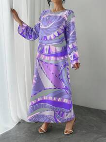 Women's Luxury Arabic Style Robe, Loose Fit Round Neck Long Sleeve, Elegant Casual Lightweight Breathable Resort Dress, Traditional Arabic Clothing, Festival Gown, Evening Dress