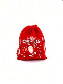 10件套圣诞节和万圣节大号礼品袋，带抽绳封口 - 紅色 - 查看 1