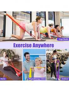 1件装弹力筋膜带瑜伽健身阻力筋膜带运动拉伸训练绳150厘米产前拉伸膜健身器材筋膜弹力带 - 紫色 - 查看 3