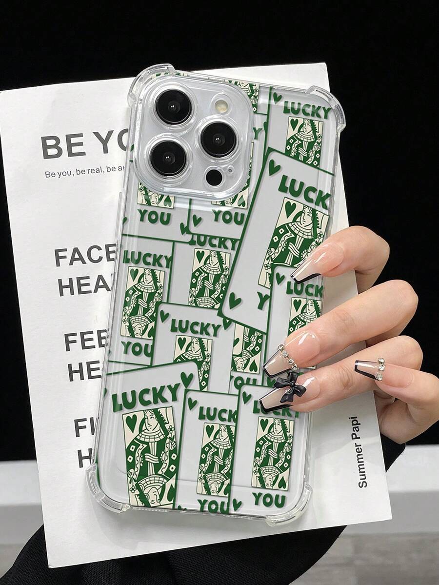 1 件透明加厚防摔扑克印花保护手机壳，适用于 iPhone11 12 13 14 11Promax 12Promax 13Promax 14Promax XR 15 15PRO 15PROMAX 16 16PRO 16PROMAX、GalaxyA05/A15/A25/A35/A53/A54/A55/S23/S24ULTRA - 彩色 - 查看 1