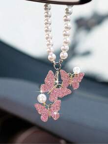 1 件创意合金珍珠蝴蝶装饰汽车内饰装饰车内后视镜装饰 - 均碼 - 查看 13