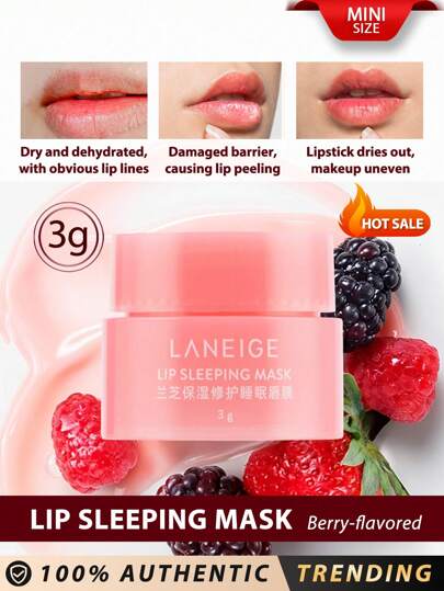  Laneige [Mini] Maschera Labbra Notte Berry 3g / Con Vitamina C, Burro di Murumuru e Burro di Karitè, Antiossidanti per Labbra Screpolate e Secche / Nutre, Idrata, Vitamina C, Murumuru e Burro di Karitè, Antiossidanti, Labbra Screpolate e Secche