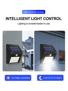 1pc 20/30/40 LED Solar Powered Outdoor Light, Solar Powered, Super High Lumens Solar Wall Light, 3 Mode Switch, Outdoor Yard Solar Sensor Light, Waterproof 4-Sided Solar Wall Light With Motion Sensor, Suitable For Garden, House, Garage