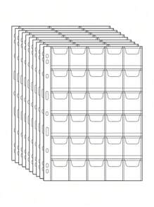 10 Pcs High-Transparency Coin Loose-Leaf Sheets With 30 Compartments. These Are Available Inner Pages Suitable For Banknote And Coin Loose-Leaf Albums. They Are Single-Sided High-Transparency Coin Album Pages.