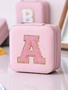 1 件多功能 Ins 风格便携式珠宝收纳盒，带拉链，天鹅绒和 PU 材质，多层，可容纳戒指、耳环、项链和其他配饰，适合女士返校收纳整理器旅行必需品返校宿舍收纳秋季装饰 - 粉色 - 查看 24