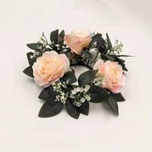1 peça de suporte para velas de rosas artificiais, decoração de mesa para festa de casamento, guirlanda romântica de flores artificiais (velas não incluídas)