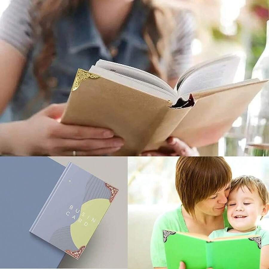80-Piece Metal Book Corners - Small Iron Corner Protectors Scrapbook, Photo Album, Diary Covers - Gold, Silver, Gold, Antique Bronze - Vàng, Bạc, Vàng hồng, Đồng cổ 80 chiếc - Xem 1