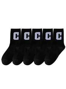5/10 Pairs Men Cartoon Graphic Mid-Calf Socks, Streetwear Style
