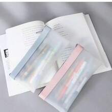 1pc Translucent Matte Pencil Case, Minimalist Zipper Stationery Pouch, Stationery Storage Bag,For School Supplies,Back To School - Multicolor - View 11