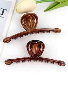 1 件新款复古法式木质大发爪适合梳理法式时尚发饰，适合日常旅行、聚会和返校佩戴动物发夹时尚发爪夹秋季配饰 - 彩色 - 查看 3