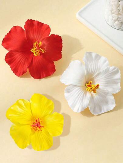 3 piezas Pinzas para el cabello con flores hawaianas, Pinzas para el cabello con flores de hibisco tropical artificial para mujeres, Adecuado para playa, fiesta, estilo bohemio, moda, elegante, minimalista, unicolor, adecuado para uso diario, casual, fiesta, viaje, moño, cola de caballo, lavado de cara, maquillaje, accesorios de ropa, pinzas para el cabello, pasadores para el cabello, accesorios para el cabello, accesorios para la cabeza, horquilla