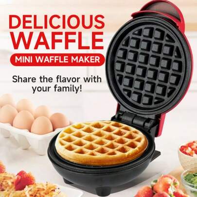 HONGMEI 1 件壁挂式 350 瓦 4 英寸迷你华夫饼机，适用于个人华夫饼、薯饼、生酮华夫饼，易于清洁，不粘表面
