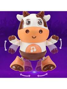 Jouet de danse de vache électrique pour enfants avec musique et lumière, jouet d'apprentissage de la petite enfance, cadeau d'anniversaire, cadeau de Noël (3 piles AA non incluses) (certaines pièces sont envoyées au hasard)