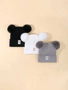3 件套婴儿冬帽套装 - 适合幼儿男孩和女孩的柔软针织帽，保暖婴儿帽 - 彩色 - 查看 3
