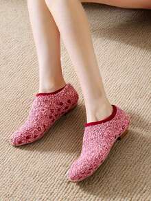 1 Pair Of Women's Coral Fleece Warm Floor Socks, Unisex, With Underfoot Dot Rubber Non-Slip Socks, Non-Slip Knitted Fabric, Hand Washable, Winter Home Use Socks, Christmas Decoration Socks, Cozy - Multicolor - View 8