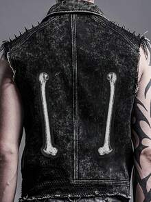 2 Pairs Large Long Bone Patches - Mysterious Long Bone Patches, Skull Patches, Punk Patches, Goth Patches, Witch, Horror Sewn Patches, Skull, Voodoo DIY Decoration Cuttable Patches, Iron/Sewable, Suitable For Clothing, Backpacks - 彩色 - 查看 7