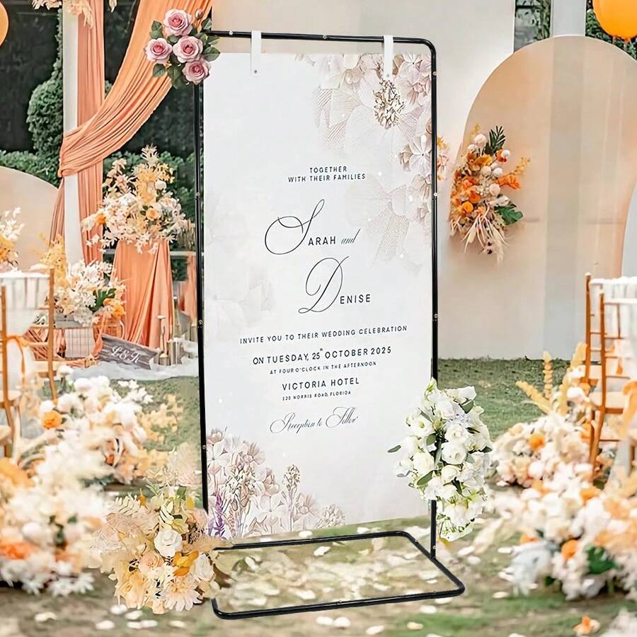 Vincidern 1PC Black Wedding Welcome Sign Stand,69" Wedding Sign Holder For Seating Charts ,Welcome To Our Wedding Sign Stand For Event Decor,Welcome Sign Stand For Party To Welcome Guests - 黑色 - 查看 1