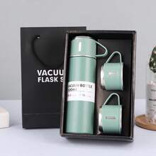 1 Stück 500ml/16,9oz Edelstahl Vakuumisolierte Wasserflasche Set (inklusive 2 zusätzliche Deckel) - Thermoisoliert, geeignet für heiße & kalte Getränke, ideal für Büro und Schule