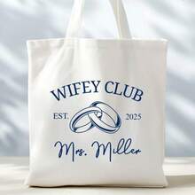 Customized Wife Club Tote Bag, Women's Tote Bag, Wife Gift, Honeymoon Tote Bag, Newlywed Gift, Newlywed Couple Gift, Newlywed Wife Gift, Wedding Gift - Multicolor - View 3