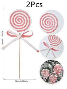 1/2PCS Christmas Simulation Candy Branch Flash Foam False Lollipop Cuttings Christmas Tree Decoration Home Vase Festival Party Decoration Home Decor Christmas Decorations Room Decor Winter