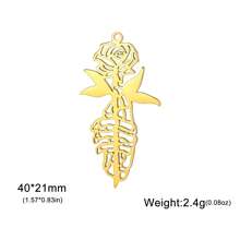 1 pieza Colgante de flor de loto, luna y enredadera de acero inoxidable creativo, accesorio de patrón botánico hecho a mano para collar, llavero, colgante de bolso