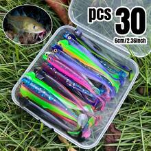 30pcs Double Color T-Tail Soft Bait Set 6cm/ 2.36inch Durable Plastic Bait Swimmer For Saltwater Freshwater Fishing - Multicolor - View 4