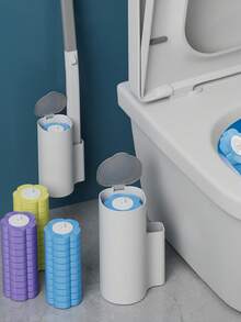 1个一次性马桶刷/替换刷头，一次性马桶清洁系统，带可替换刷头，香氛清洁刷头，带收纳盒，夏季清洁必备，适用于浴室、卫生间、厨房、宿舍、返校用品