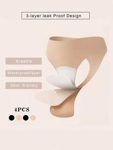 4-Pack Of Premium Women's Seamless Thongs - Invisible Nylon Stretch Briefs, Black + Skin Color Combination, Sizes XS-L Available, Perfect For Everyday Comfort And Style, Everyday Comfort Women's Panties Elastic Material - 彩色 - 查看 8