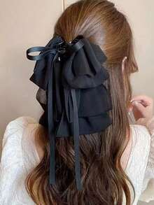 1 件格子丝带蝴蝶结发夹，优雅别致的时尚发夹，适合日常佩戴、休闲、派对、通勤、度假、服装搭配发饰女士爪夹秋季配饰