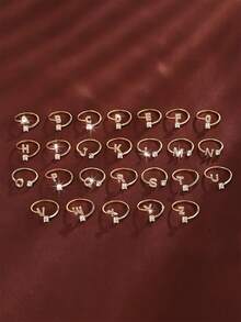1pc Minimalist Cute Fashionable Niche Design 26 Letter Ring For Women, Suitable For Daily Wear On Finger - Silver - View 3