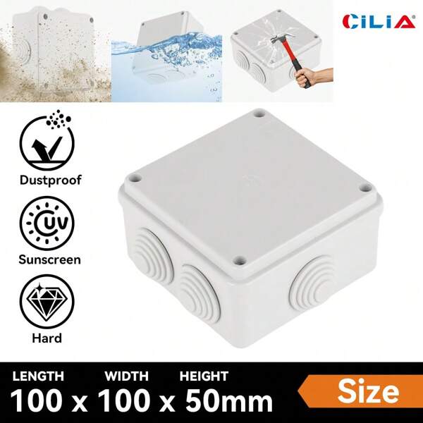 CILIA 1 Pc Square/Circular Multi-Size Waterproof Junction Box/ Plastic Distributor ,Suitable For Demanding Environments /Damp Environments,IP44 Rated, Grey Color,Ensure Durability And Protection