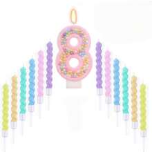 13pc Number 0-9 Digit Birthday Candles,Macaron Style With Glitter Sequins, Suitable For Birthday Party Cake Decoration, Suitable For Anniversary Parties,Suitable Wedding Anniversary , Suitable For Cute Pet Theme Cake Decoration Candles, Cake Decoration Pure Handmade DIY,Preferred Gift - Multicolor - View 11