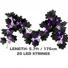 1 件 20 LED 万圣节恐怖氛围秋季黑色枫叶藤蔓灯带 6 个骷髅电池供电悬挂 DIY 装饰灯适用于家庭室内和室外万圣节派对节日客厅壁炉楼梯庭院装饰 (DIY) 万圣节装饰灯家居装饰派对装饰万圣节装饰房间装饰万圣节花园装饰礼物仙女 - 紫色 - 查看 6