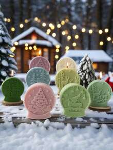 1 件圣诞球硅胶蜡烛模具 | 雪花星形印花设计蜡烛/树脂/石膏工艺品、圣诞礼物和季节性摄影道具