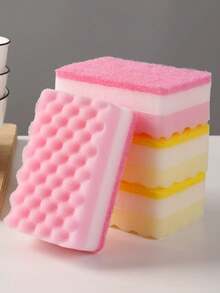 1 buc. burete de spălat vase ondulat cu strat dublu, lavetă de curățare a vasei