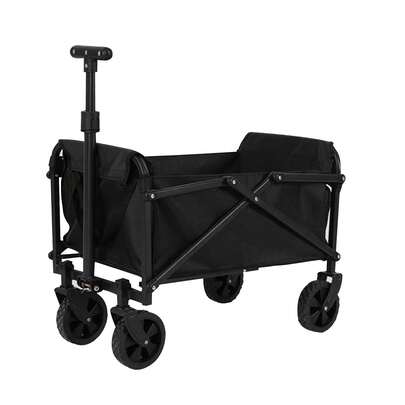 Foldable Utility Wagon Trolley, Large Capacity All-Terrain Push Cart With Wheels, Heavy Duty Wagon Hand Cart For Outdoor Beach, Picnics, Camping, Shopping