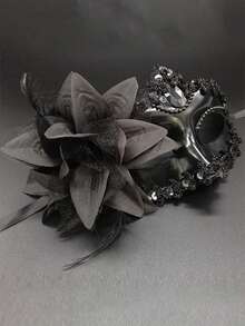 2pcs/Set Party Masquerade Masks, Men & Women Lace Masks, Holiday Supplies, Costume Props, Eye Decoration, Halloween - A - View 3