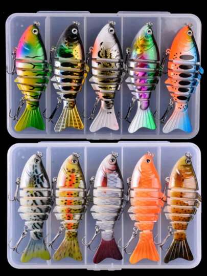 5pcs/Set Saltwater Fishing Lures With Storage Box, Multi-Section Fishing Bait, Fishing Lure Kit, Suitable For Sea Fishing, Catching Big Fish With Storage Box