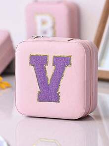 1 件多功能 Ins 风格便携式珠宝收纳盒，带拉链，天鹅绒和 PU 材质，多层，可容纳戒指、耳环、项链和其他配饰，适合女士返校收纳整理器旅行必需品返校宿舍收纳秋季装饰 - 粉色 - 查看 30