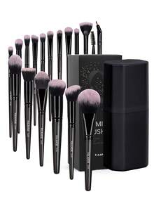 MAANGE 18pcs/20pcs/51pcs Professional Makeup Brush Set, Includes 18 Pcs Face Makeup Brushes, 1 Makeup Sponge And 1 Velvet Makeup Bag, Containing Powder Brush, Blush Brush, Foundation Brush, Contour Brush, Eyeshadow Brush, Eyebrow Brush, Eyeliner Brush And Smudge Brush. The Makeup Tools Are Made Of Soft, Skin-Friendly Fiber Material, Easy To Carry. It Is An Ideal Gift For Women And Girls. The Set Contains Various Makeup Brushes, A Perfect Combination Of Makeup Tools. - Black - View 10